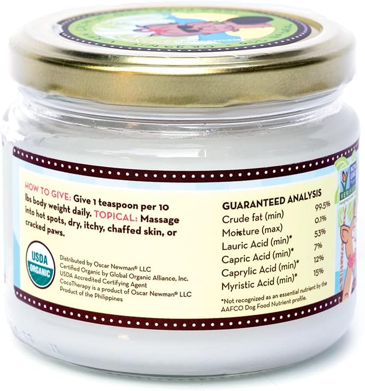 8oz CocoTherapy Organic Virgin Coconut Oil for Dogs - Natural Supplement for Skin, Coat, Digestion, and Immunity