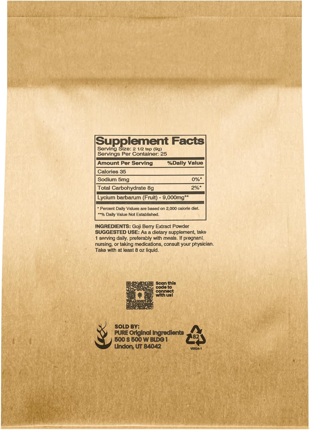 8oz Goji Berry Powder - Pure Original Wolfberry, Traditional Herbal Supplement, Non-GMO Ingredients