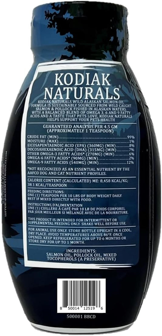 8oz Kodiak Naturals Wild Alaskan Salmon Oil Blend for Pets | Pure Fish Oils with EPA and DHA for Skin, Coat, Joints, & Immune Health