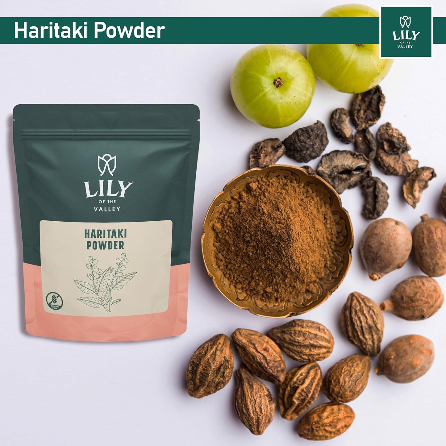 8oz Lily of the Valley Haritaki Powder from India - Terminalia Chebula Ayurvedic Herb - Vegan, Gluten-Free, 100% Natural - No Preservatives