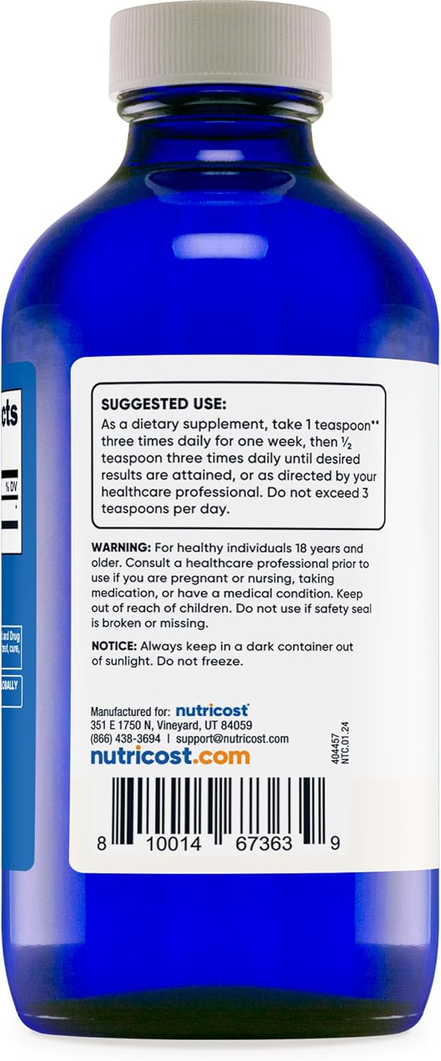 8oz Nutricost Colloidal Silver in Cobalt Blue Glass Bottles - 150mcg Bio-Active Silver Formula