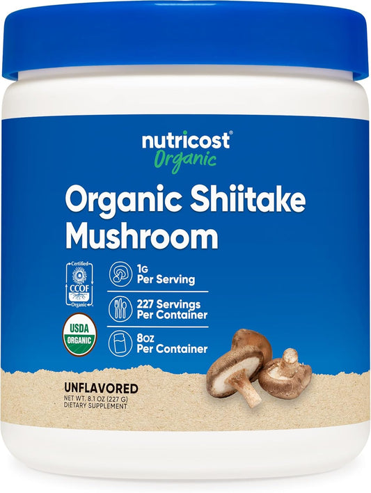 8oz Nutricost Organic Shiitake Mushroom Powder - 100% Certified Organic, Gluten-Free, Non-GMO