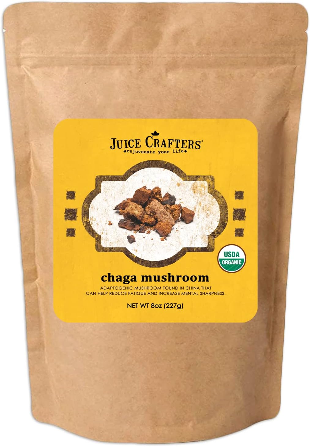 8oz Organic Chaga Mushroom Powder - Vegan Superfood Supplement for Smoothies & Baked Goods - Kosher Adaptogen Powder by Juice Crafters
