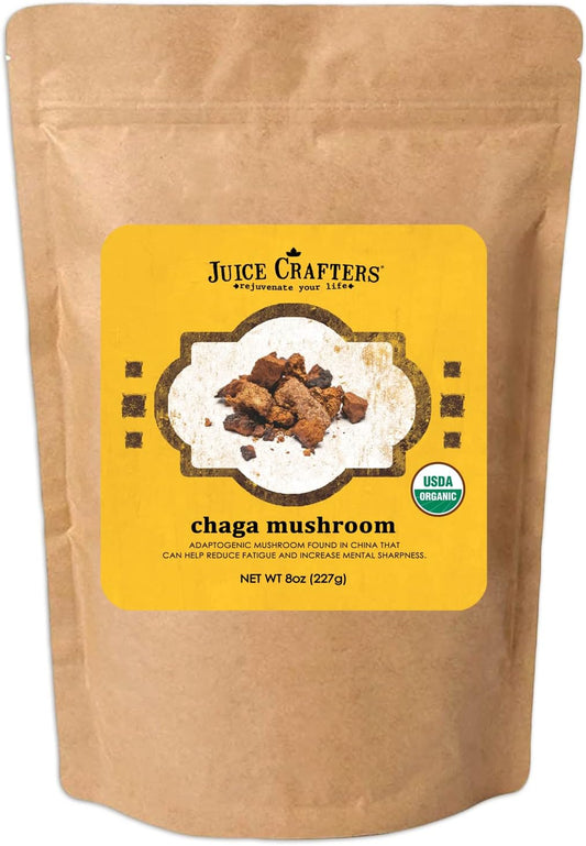 8oz Organic Chaga Mushroom Powder - Vegan Superfood Supplement for Smoothies & Baked Goods - Kosher Adaptogen Powder by Juice Crafters