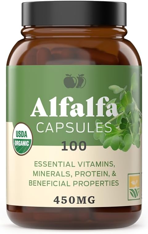8oz Organic Kelp Powder & 100 Capsules of Pure Alfalfa Leaf Bundle
