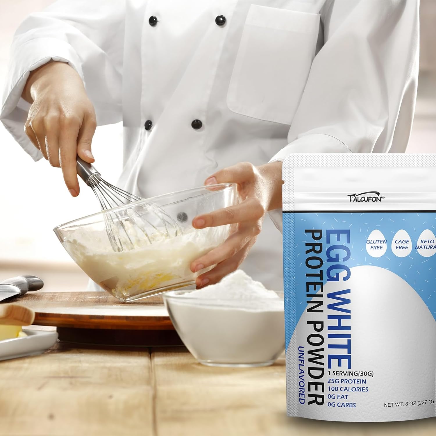8oz Pasteurized Egg White Protein Powder - High Protein, Gluten-Free, Ideal for Baking/Cooking - Unflavored - 227g