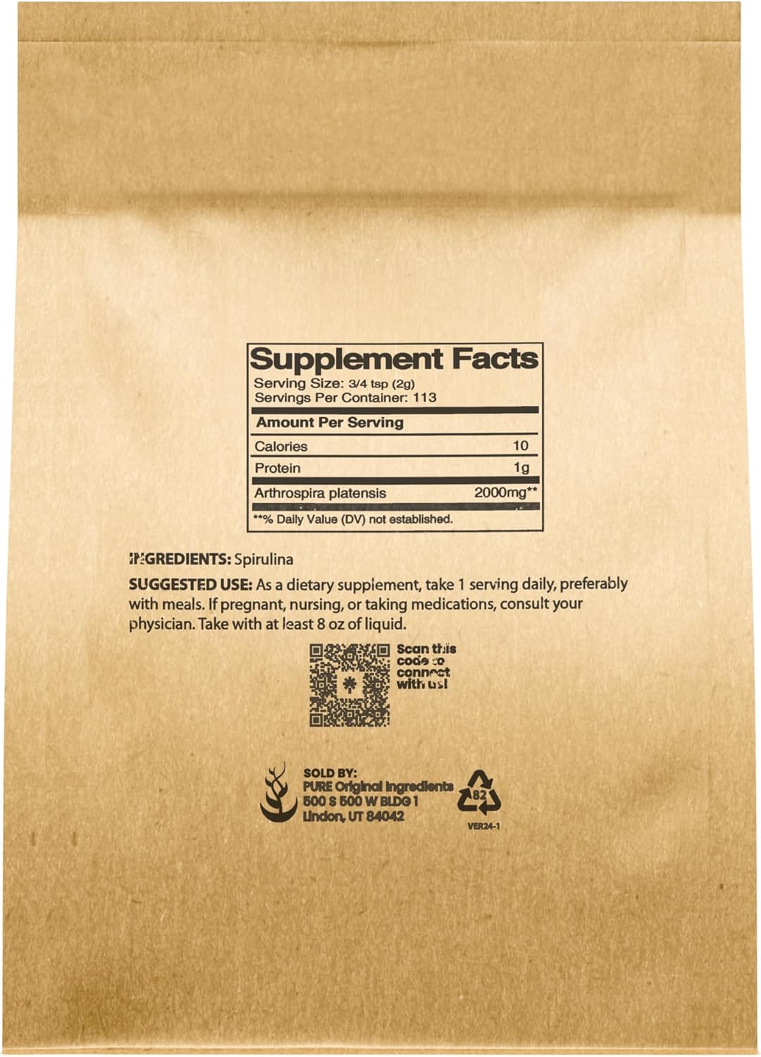 8oz Pure Original Spirulina Powder - Plant-Based Complete Protein, Non-GMO