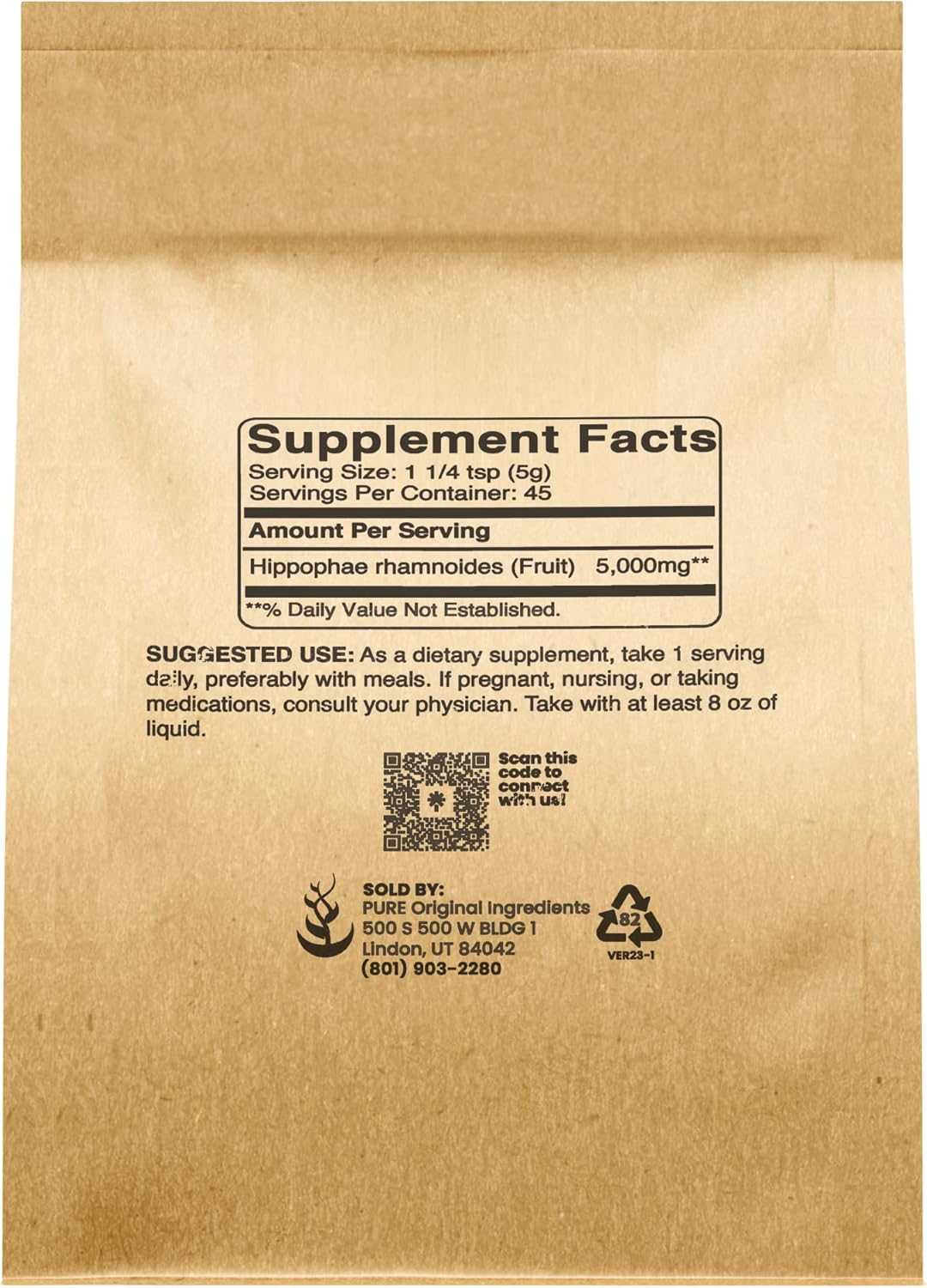 8oz Sea Buckthorn Traditional Supplement with Pure Ingredients and Tart Berry Flavor - Non-GMO