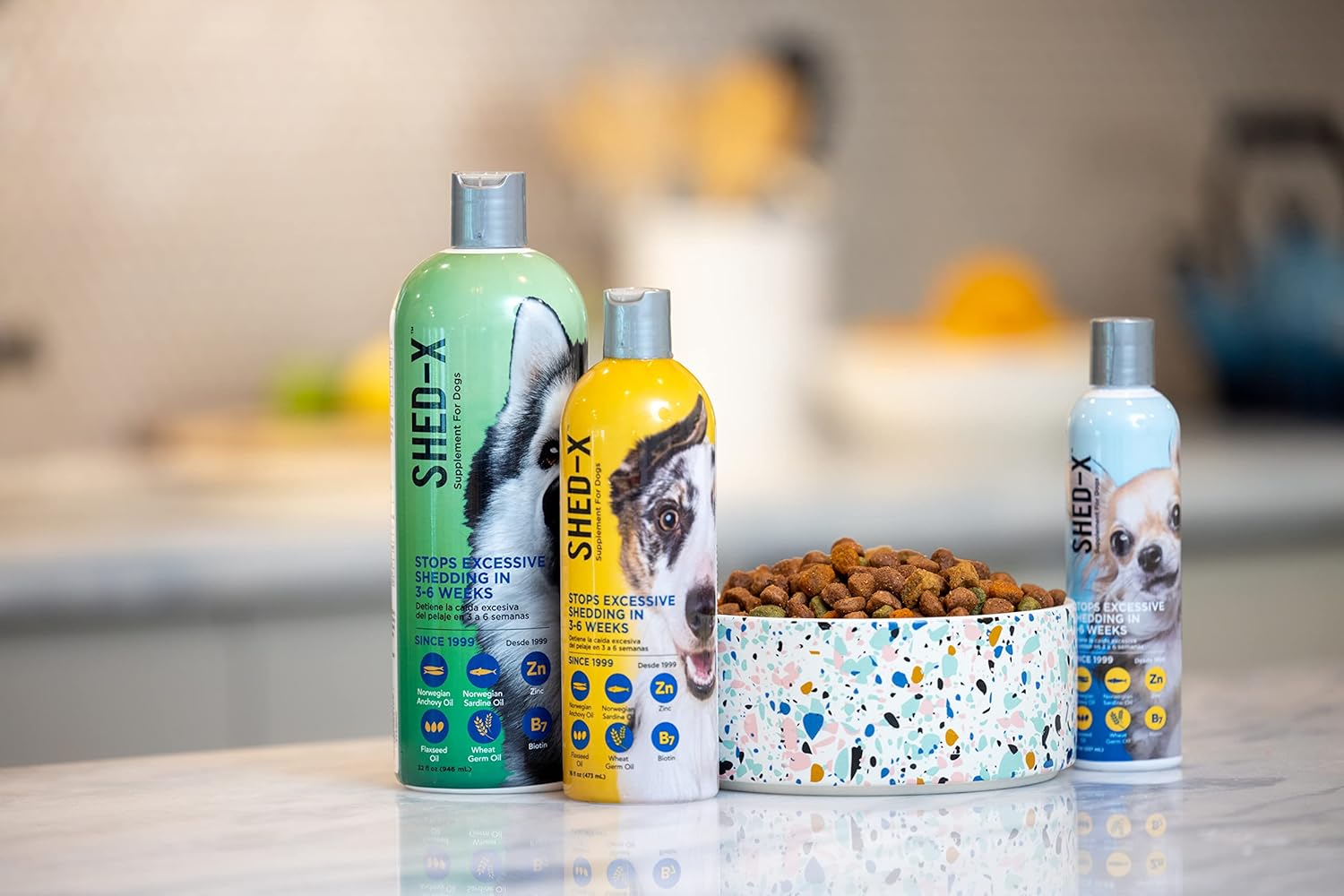 8oz Shed-X Liquid Dog Supplement - 100% Natural Solution for Shedding - Fish Oil Supports Skin & Coat - Essential Fatty Acids, Vitamins, Minerals