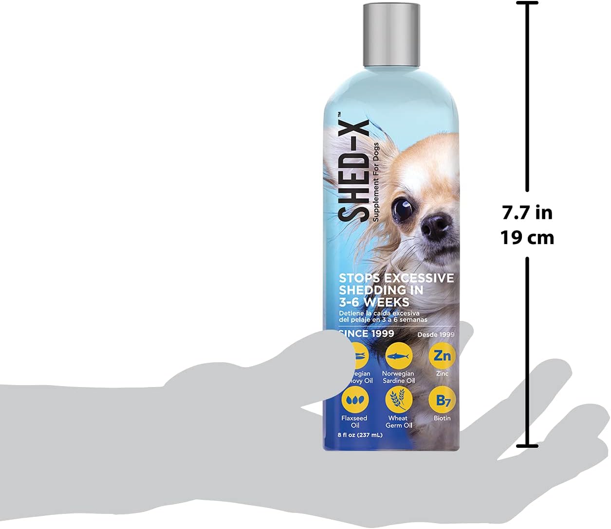 8oz Shed-X Liquid Dog Supplement - 100% Natural Solution for Shedding - Fish Oil Supports Skin & Coat - Essential Fatty Acids, Vitamins, Minerals