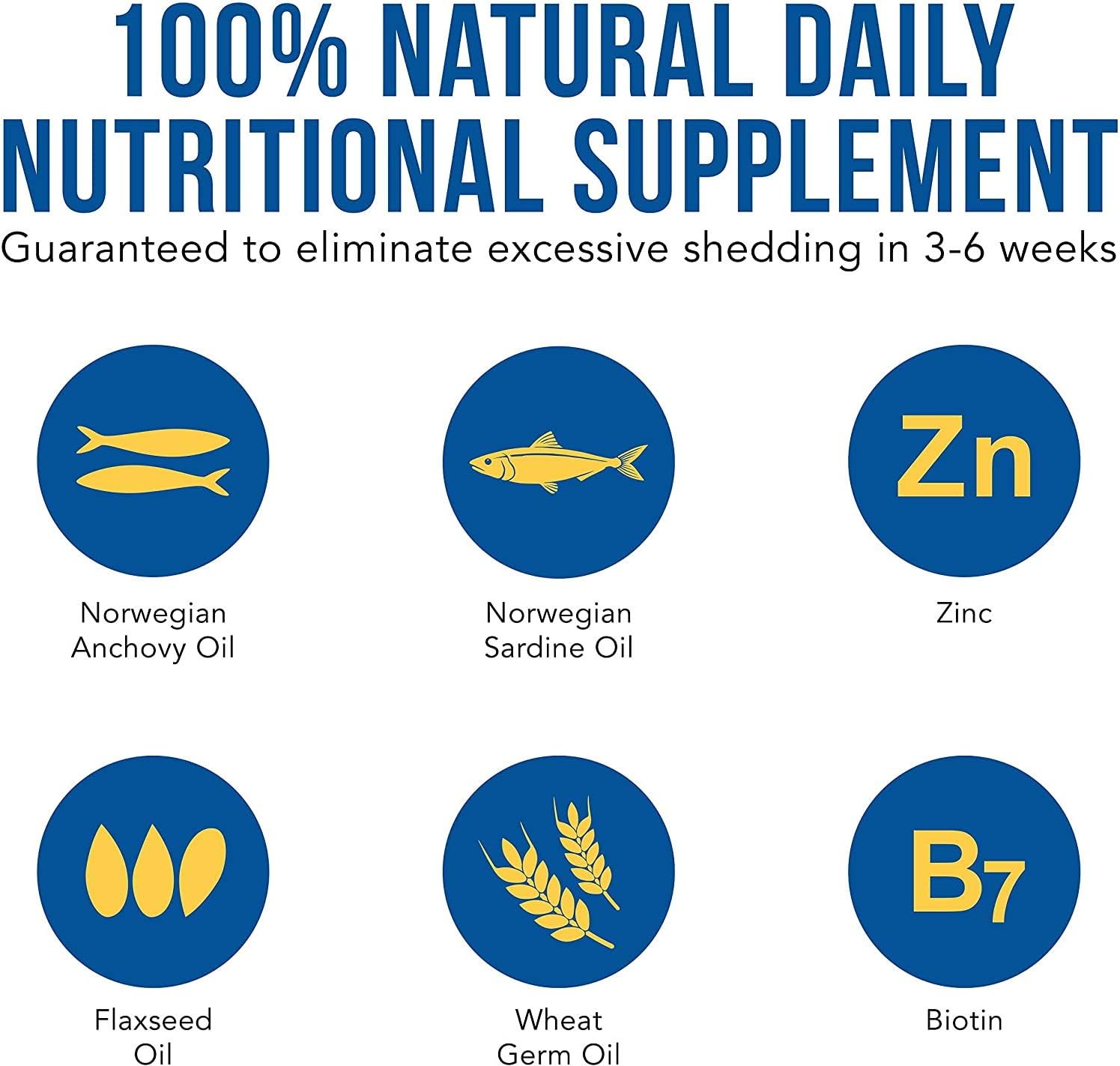 8oz Shed-X Liquid Dog Supplement - 100% Natural Solution for Shedding - Fish Oil Supports Skin & Coat - Essential Fatty Acids, Vitamins, Minerals