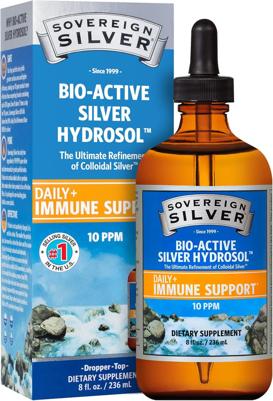 8oz Sovereign Silver Bio-Active Liquid Hydrosol with 10 ppm Colloidal-Silver for Immune Support