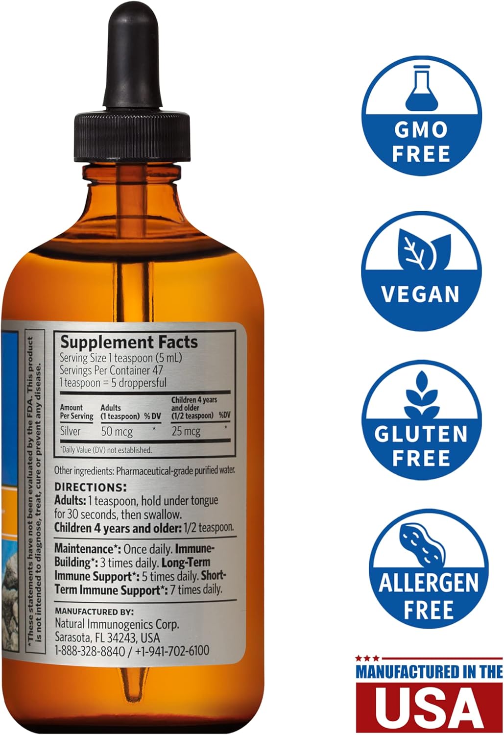 8oz Sovereign Silver Bio-Active Liquid Hydrosol with 10 ppm Colloidal-Silver for Immune Support