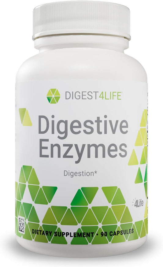 90 Capsules 4Life Digestive Enzymes for Digestive Health, Food Absorption, Protein, Carb, & Fat Breakdown
