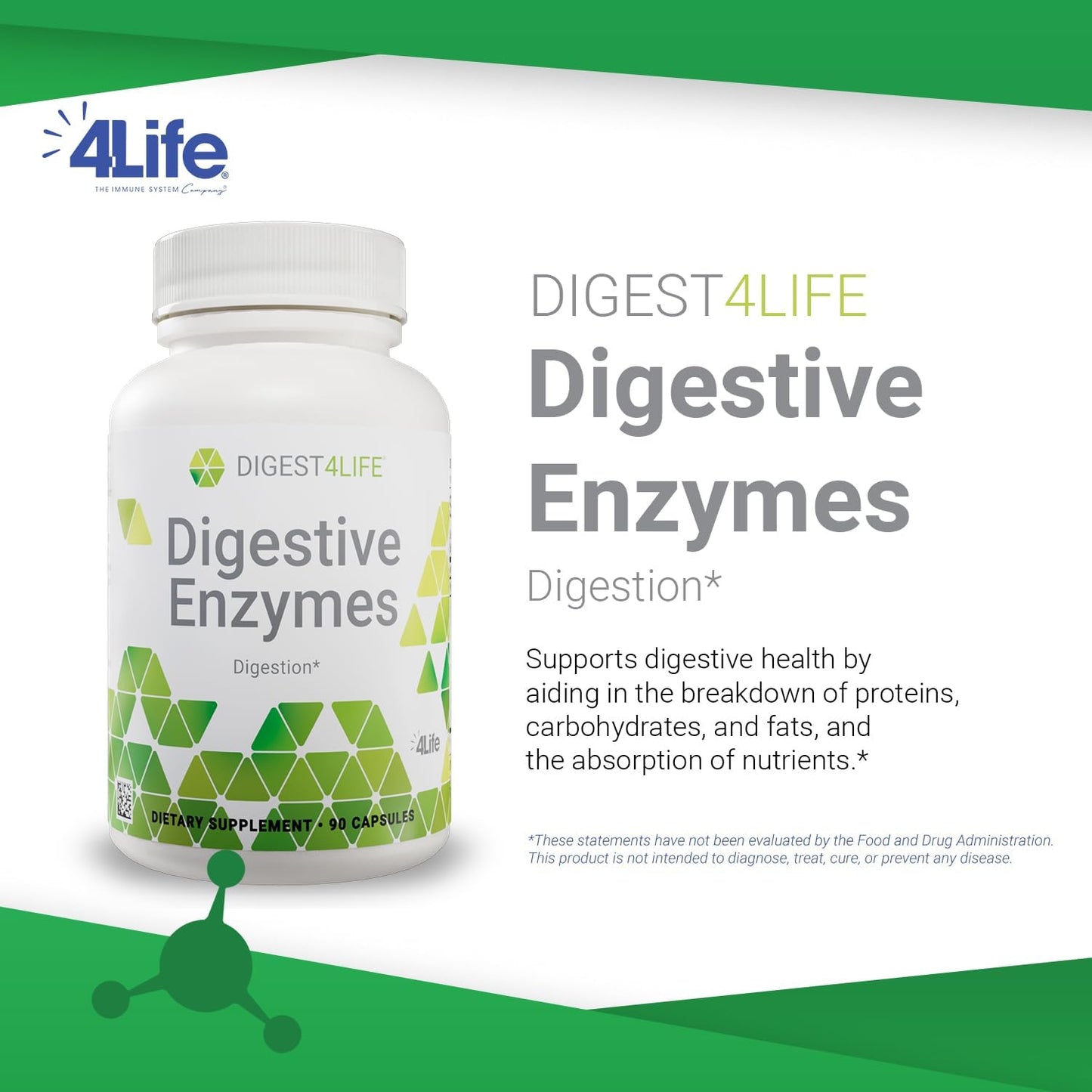 90 Capsules 4Life Digestive Enzymes for Digestive Health, Food Absorption, Protein, Carb, & Fat Breakdown