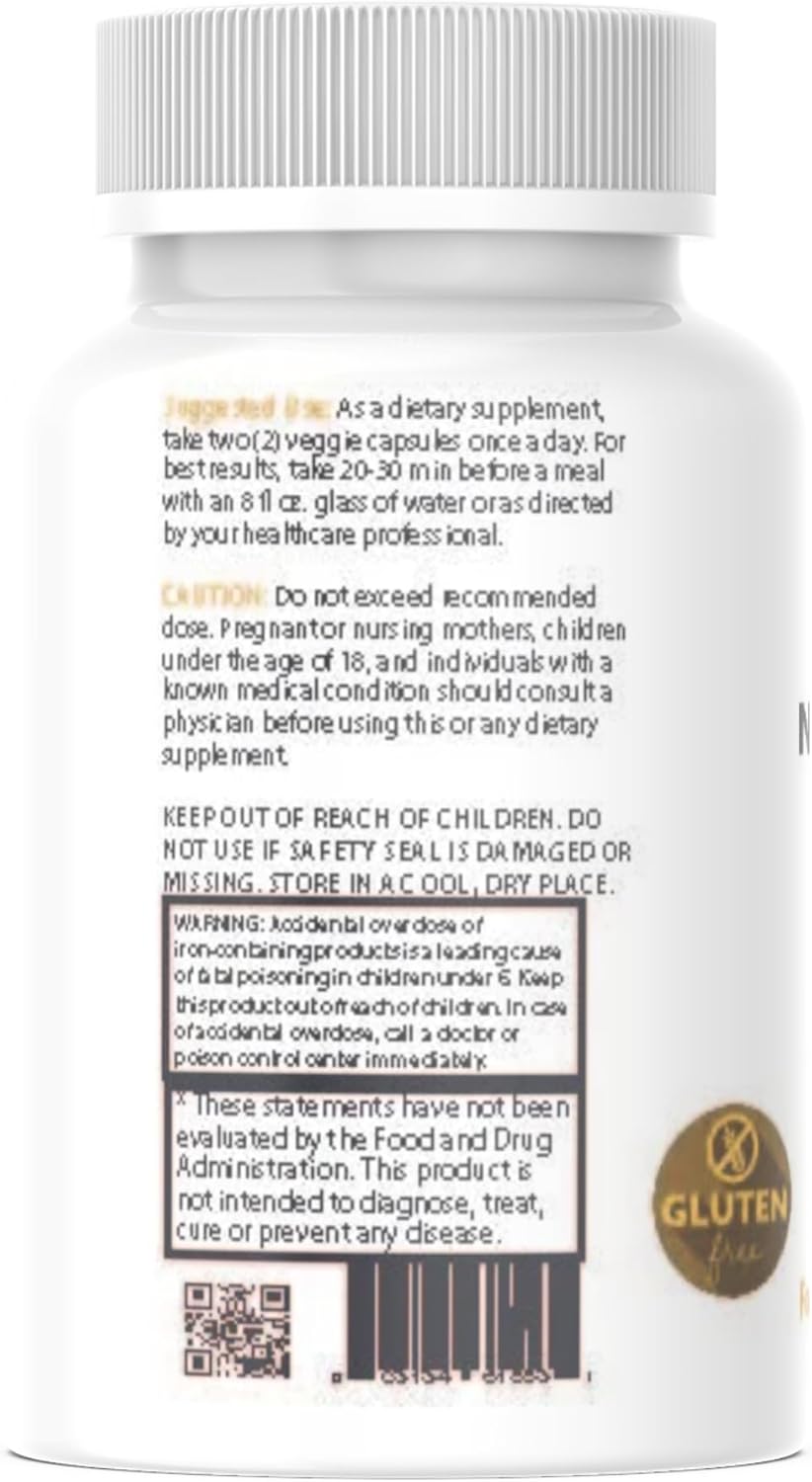 90 Capsules Herbal Brain Focus Nootropics Formula with DMAE, L-Glutamine, L-Tyrosine, GABA, Bacopa - White