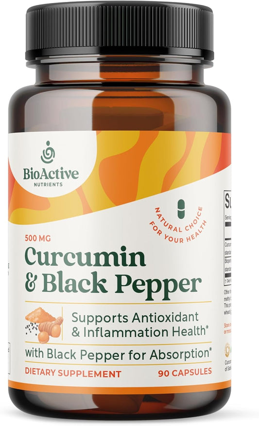 90 Capsules of BioActive Nutrients Curcumin Enhanced with Black Pepper for Optimal Absorption