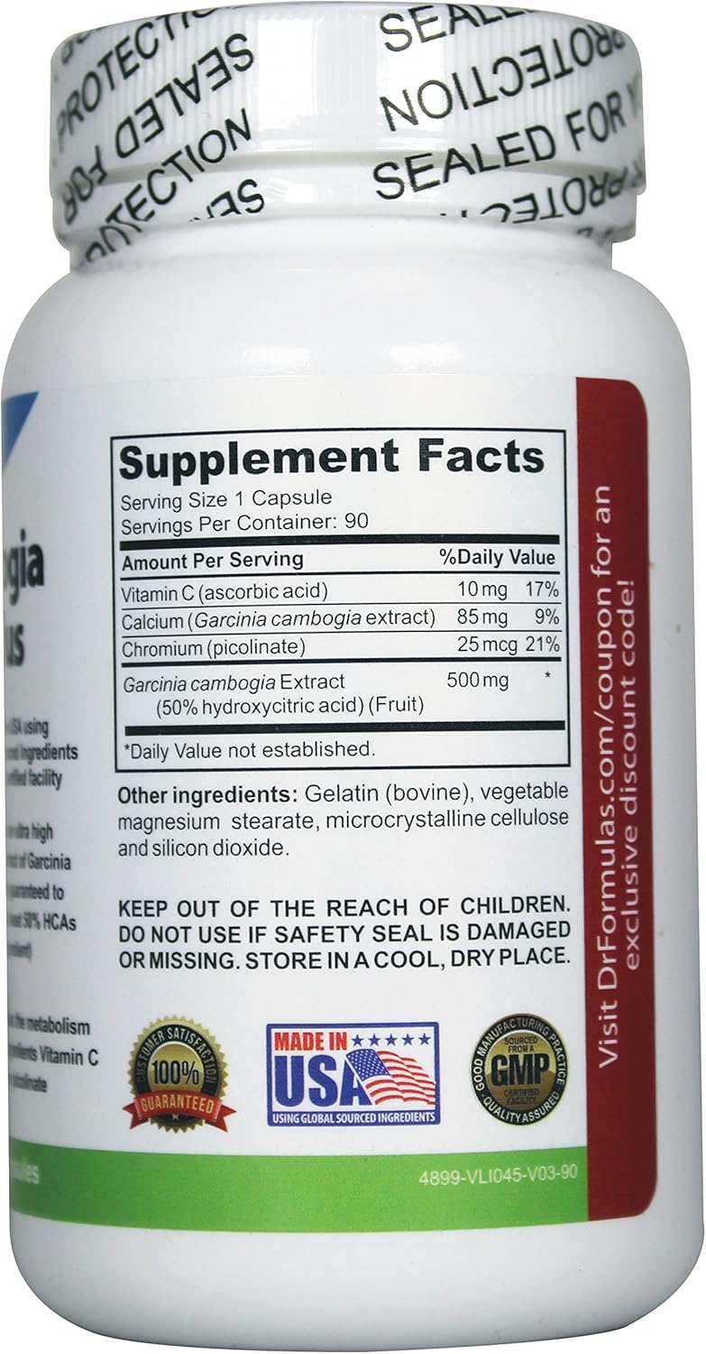 90 Capsules of DrFormulas Garcinia Cambogia Extract 500 Plus - Natural Slimming Formula Supplement
