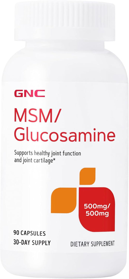 90 Capsules of GNC MSM/Glucosamine 500mg/500mg for Joint Function and Cartilage Support