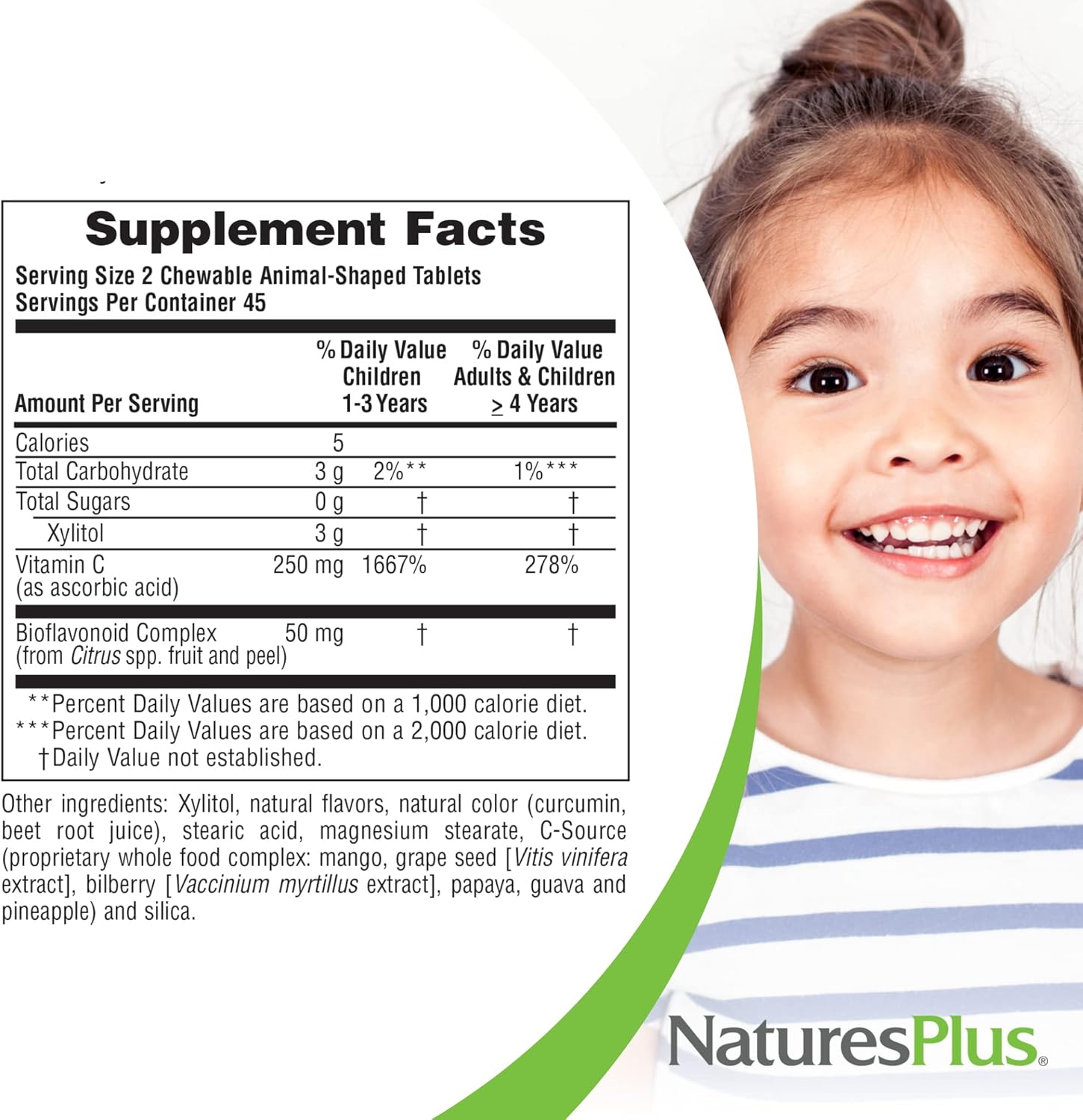 90 Chewable Animal Parade Sugar-Free Children's Vitamin C Tablets, Natural Orange Juice Flavor - Immune Support for Kids - Gluten Free - 45 Servings