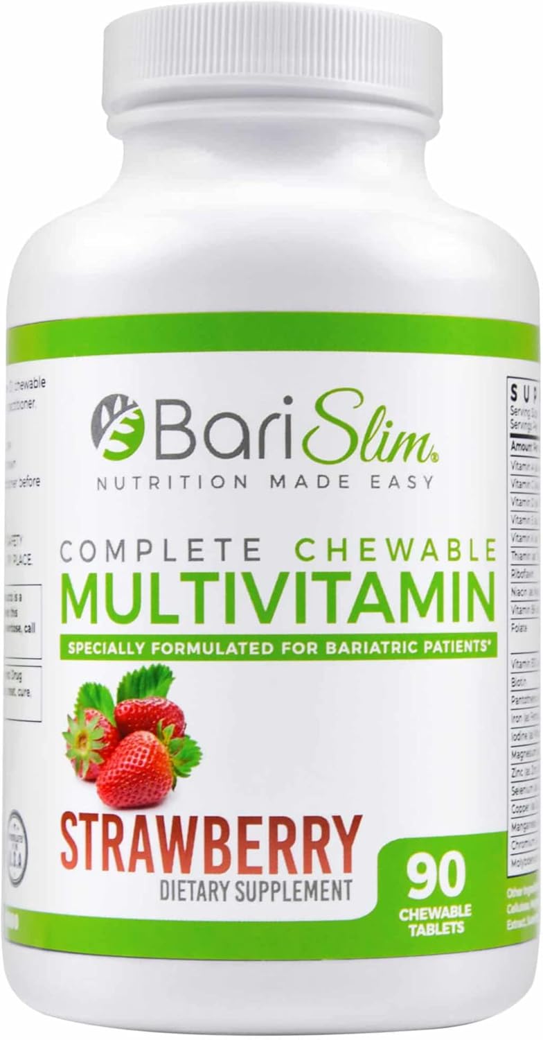 90 Count BariSlim Complete Chewable Bariatric Multivitamin with Iron for Post Surgery - Strawberry Flavor - Ideal for Gastric Bypass and Sleeve - BoostGo Australia