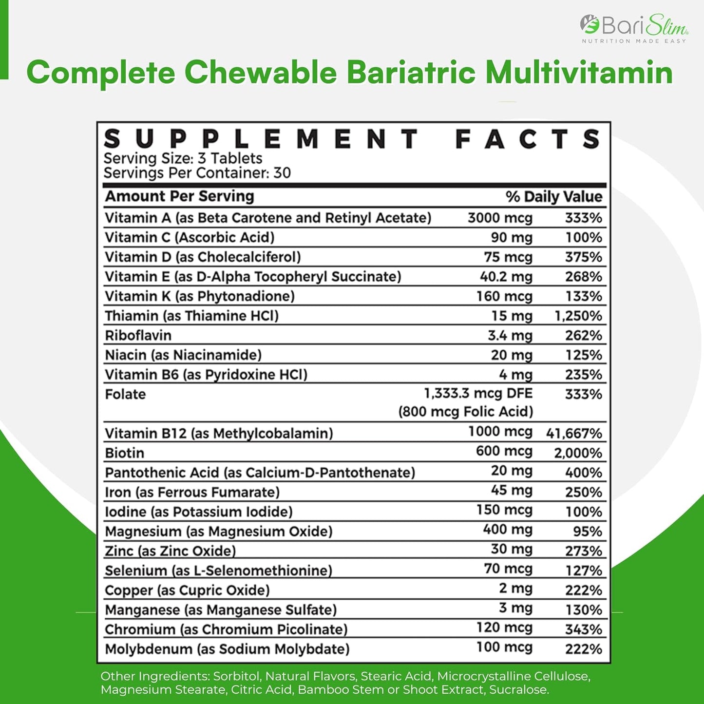 90 Count BariSlim Complete Chewable Bariatric Multivitamin with Iron for Post Surgery - Strawberry Flavor - Ideal for Gastric Bypass and Sleeve - BoostGo Australia