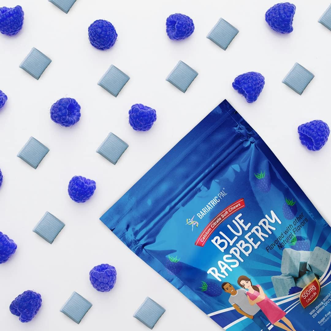 90 Count Blue Raspberry BariatricPal Sugar-Free Calcium Citrate Soft Chews with Probiotics (500mg)