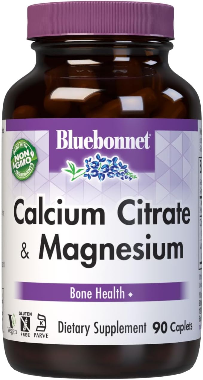 90 Count BlueBonnet Calcium Citrate Plus Magnesium Caplets - Dietary Supplement