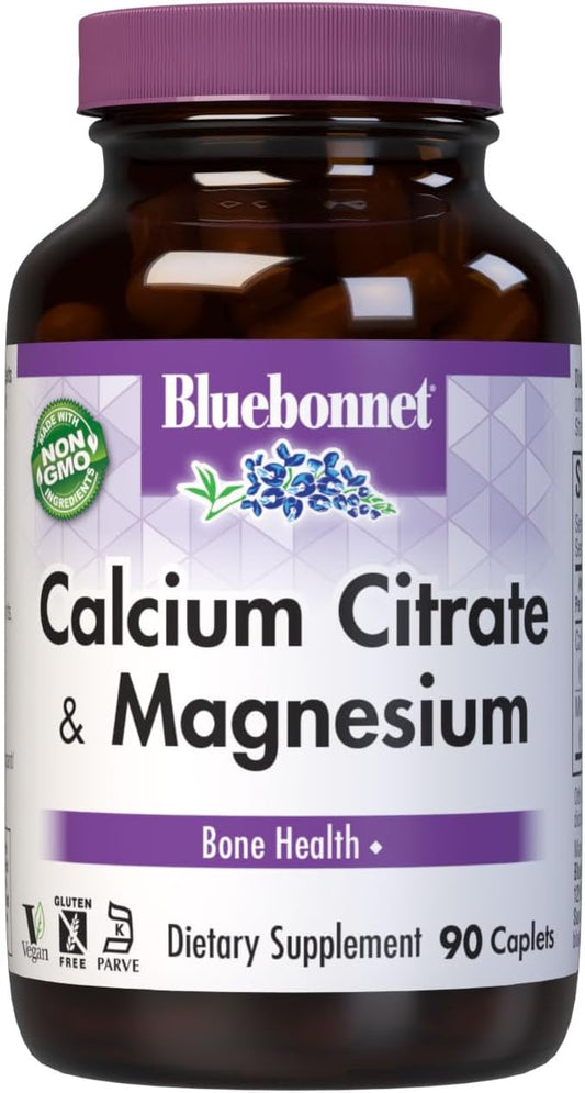 90 Count BlueBonnet Calcium Citrate Plus Magnesium Caplets - Dietary Supplement