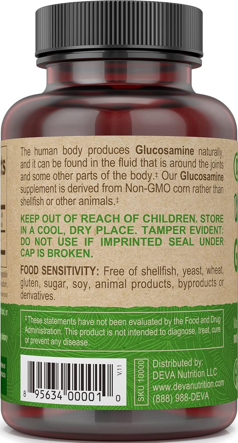 90-Count Bottle of DEVA Vegan Glucosamine Tablets for Joint Health