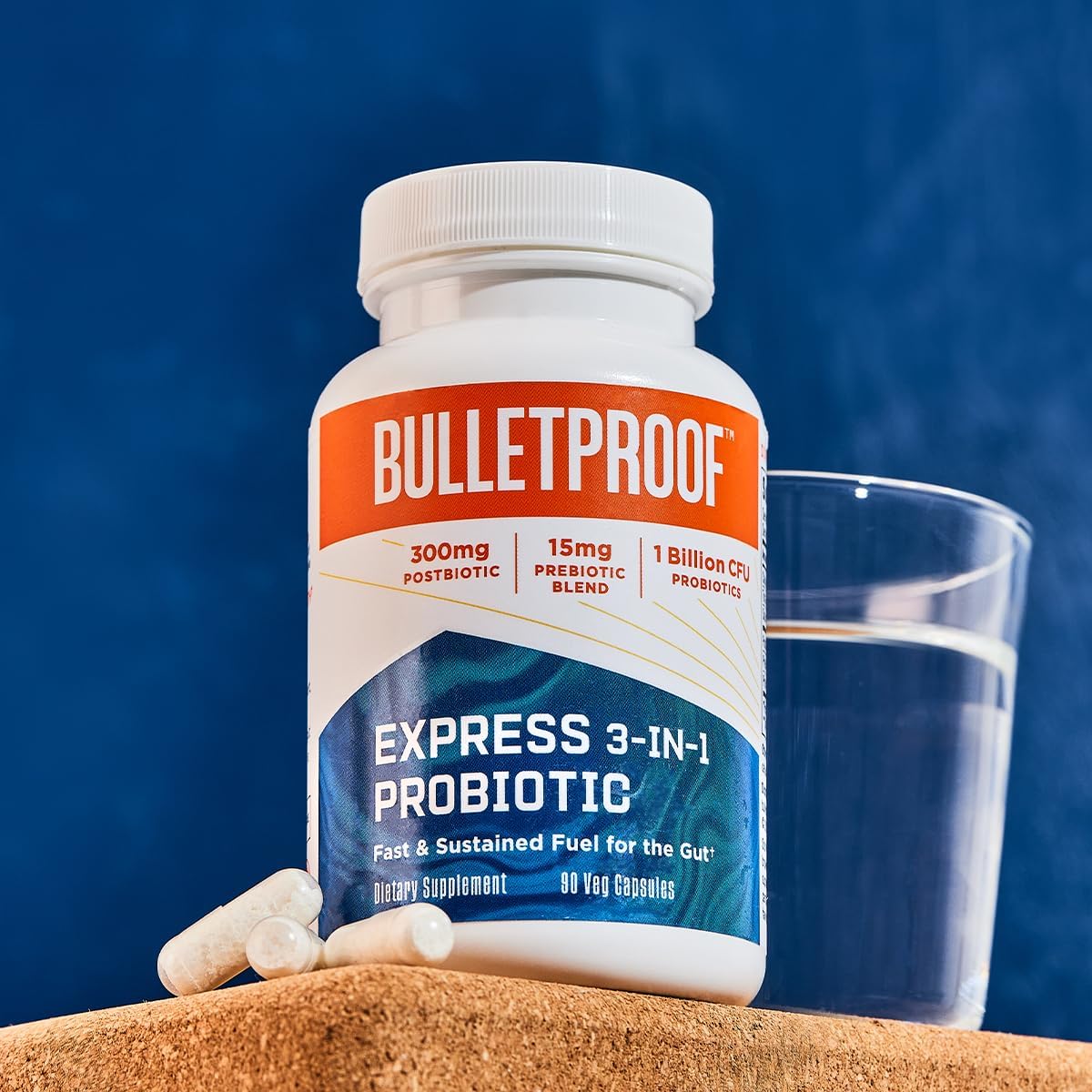 90 Count Bulletproof Express 3-in-1 Probiotic Supplement for Fast and Sustained Gut Health