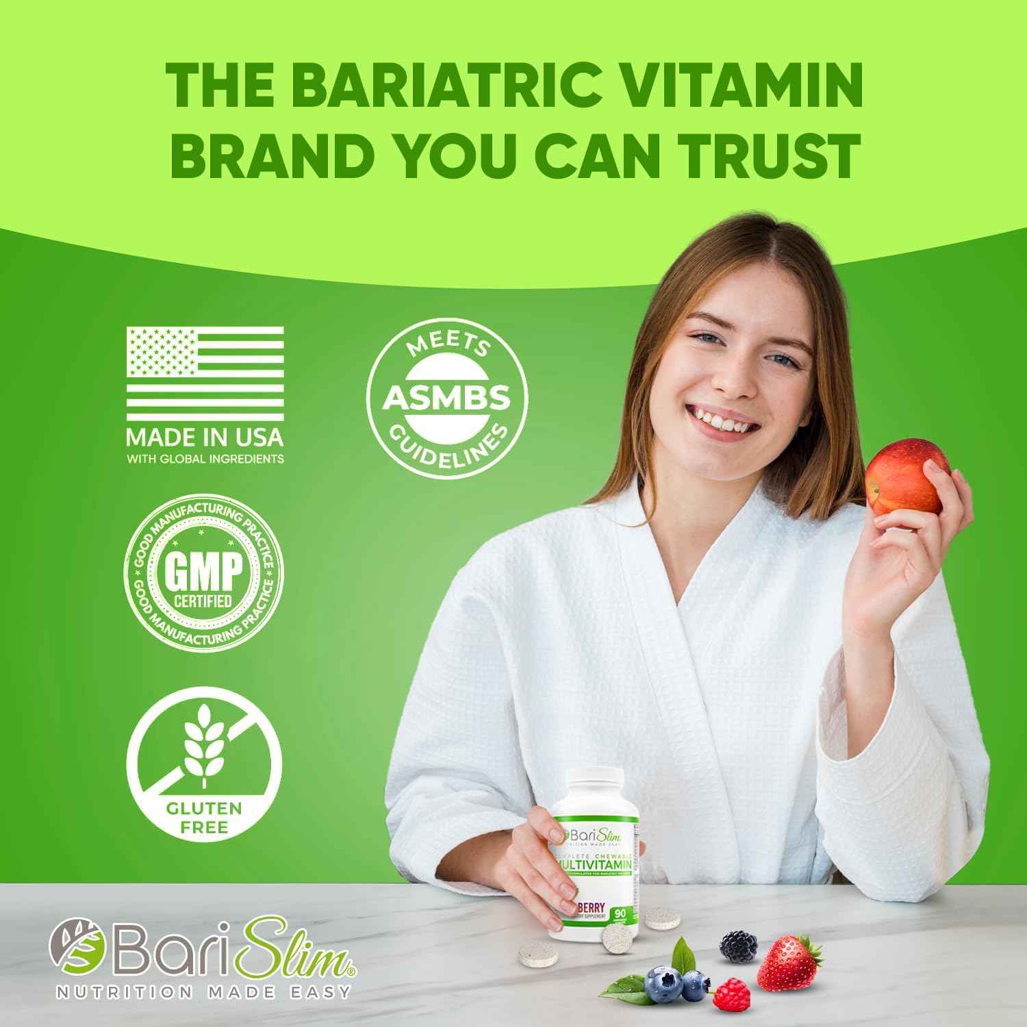 90 Count Mixed Berry BariSlim Complete Chewable Bariatric Multivitamin Tablets with 45mg Iron for Post Bariatric Surgery - BoostGo Australia