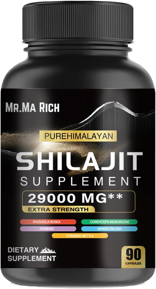 90-Count Mr. Ma Rich Shilajit Capsules with Shilajit Extract for Energy Boost and Wellness