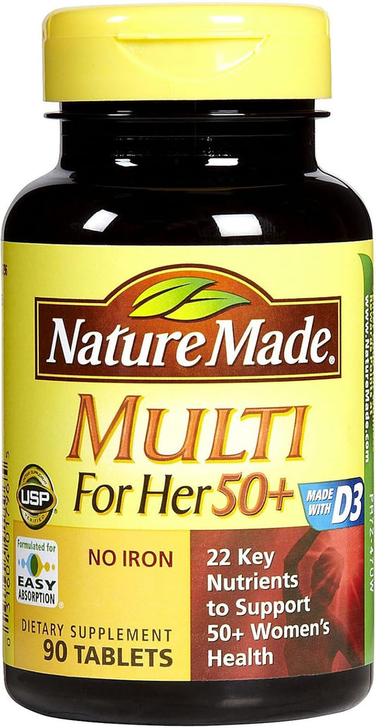 90 Count Nature Made Women's Multivitamin 50+ Tablets for Daily Nutritional Support