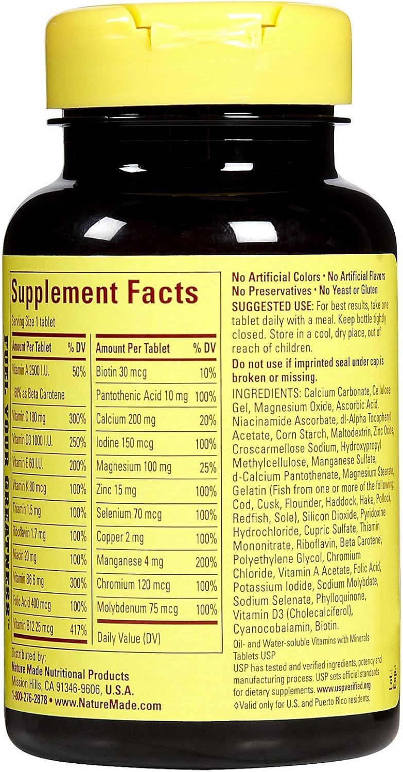 90 Count Nature Made Women's Multivitamin 50+ Tablets for Daily Nutritional Support