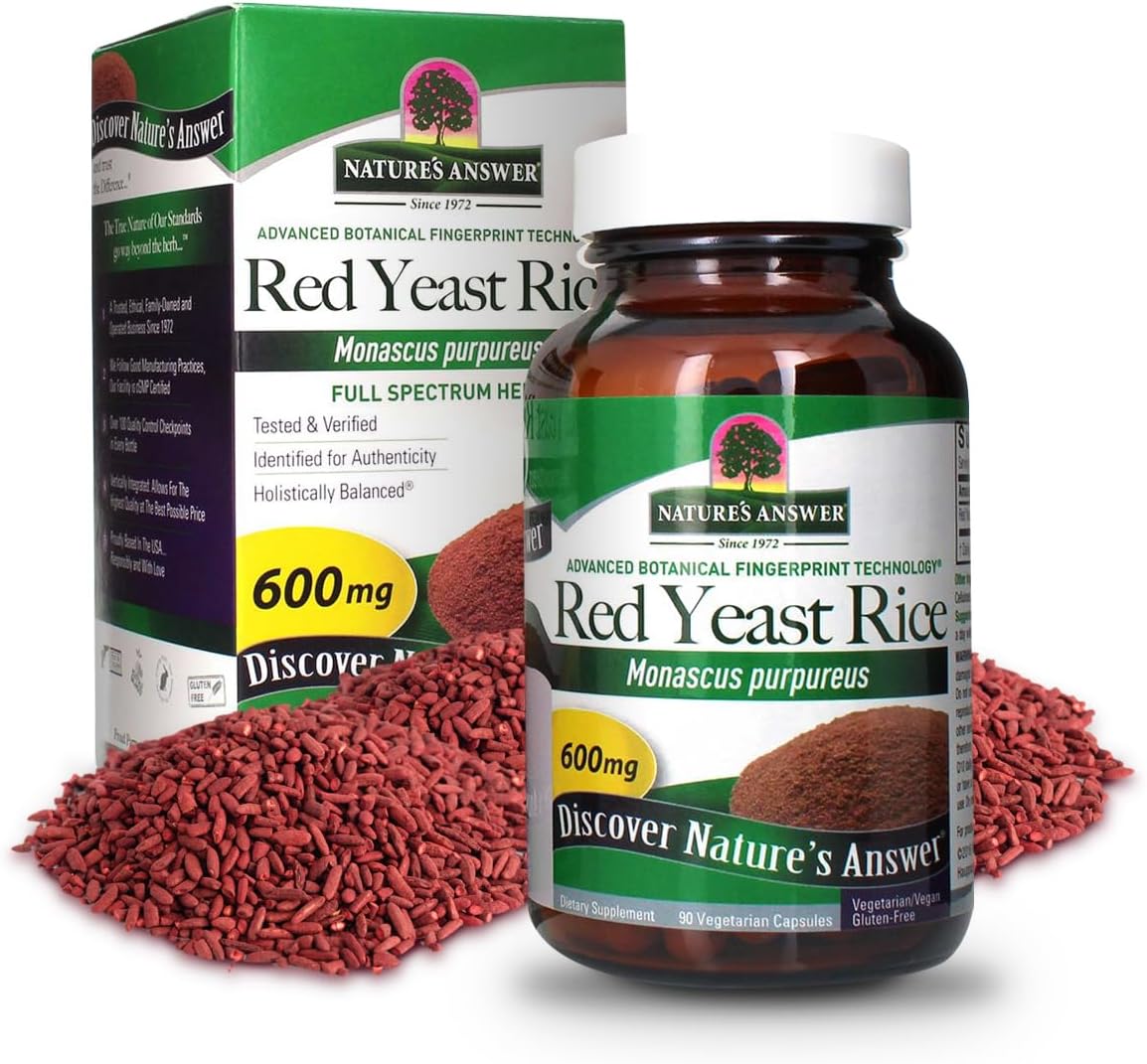 90-Count Nature's Answer Red Yeast Rice Capsules for Heart Health and Blood Circulation Support