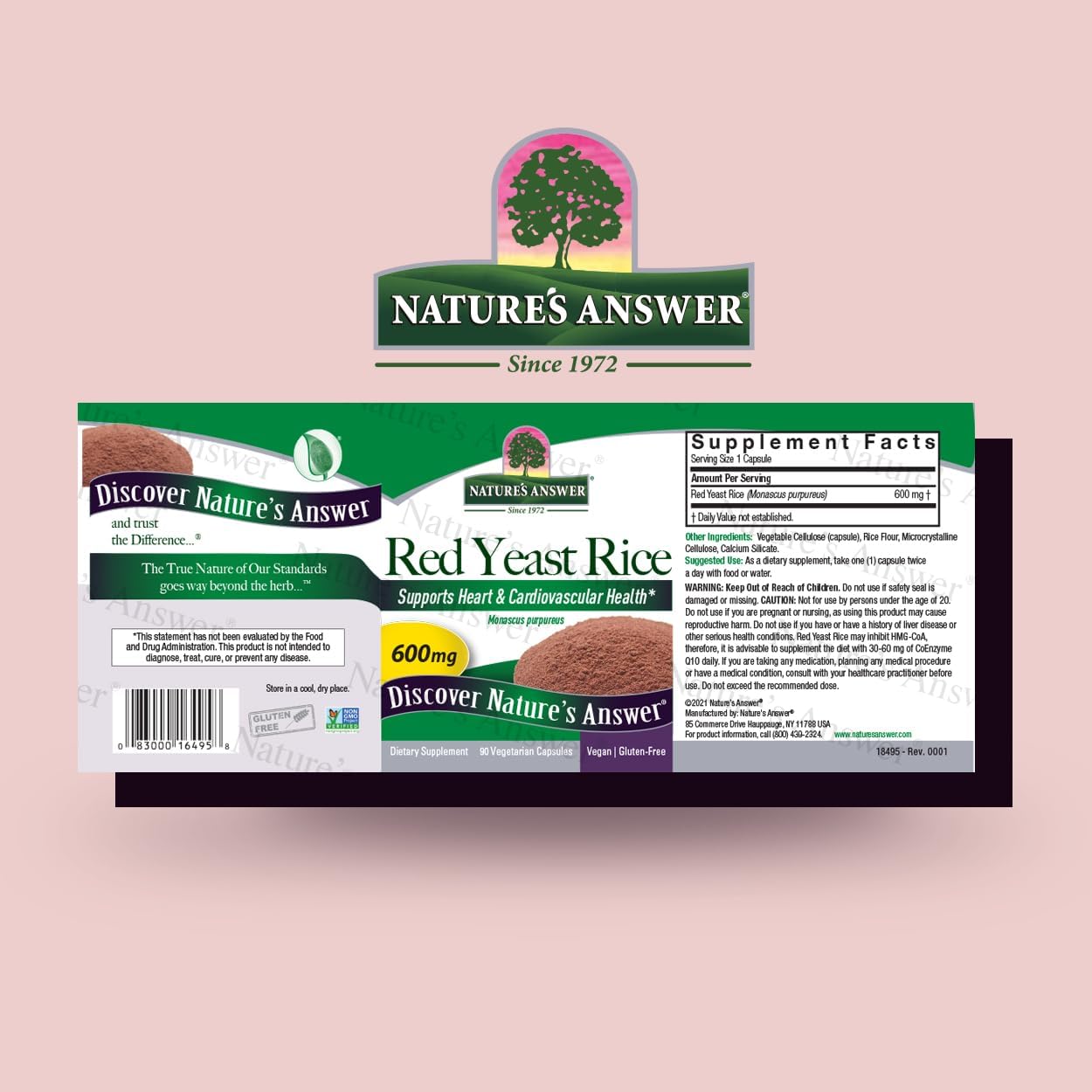 90-Count Nature's Answer Red Yeast Rice Capsules for Heart Health and Blood Circulation Support