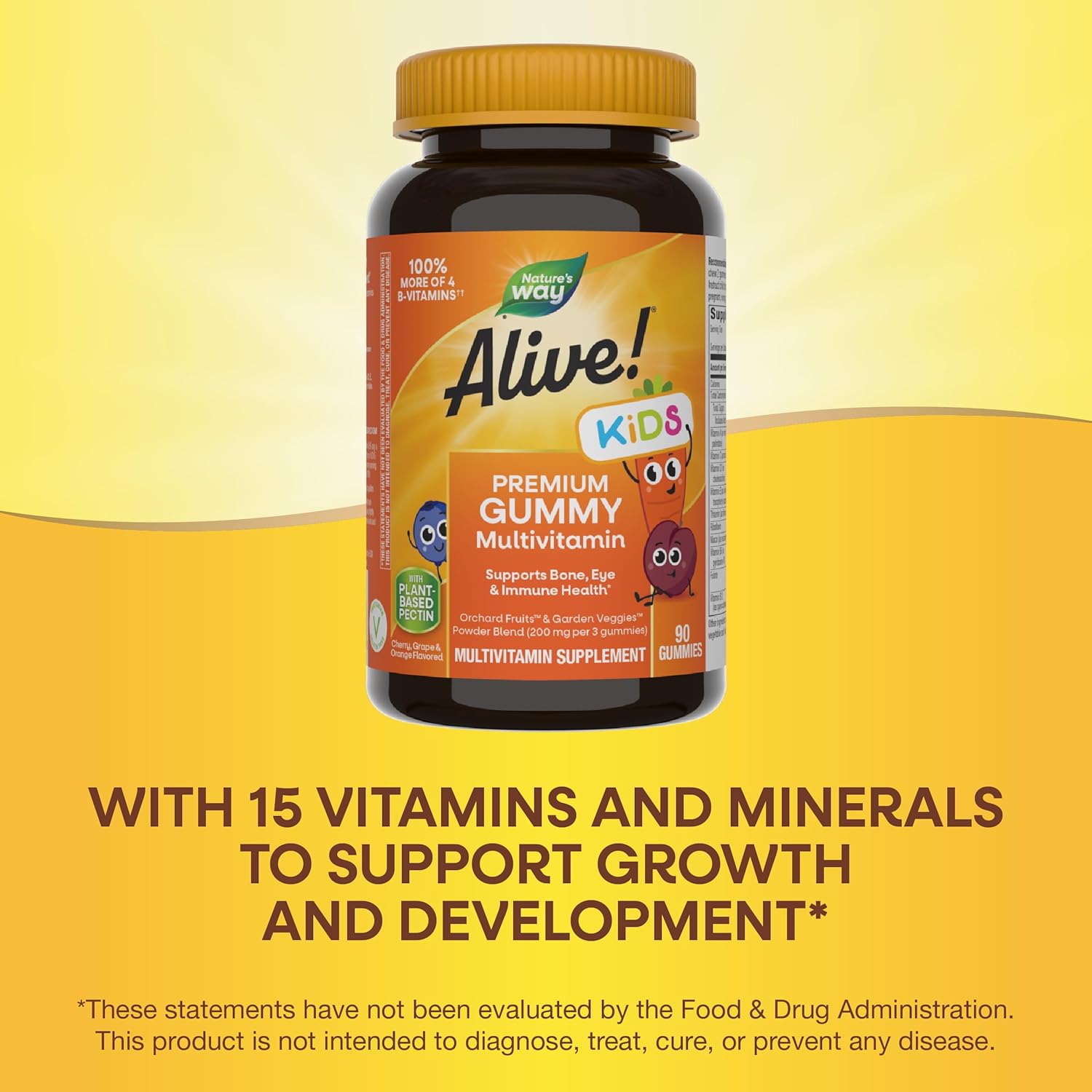 90 Count Nature's Way Alive! Children's Premium Gummy Multivitamin with Pectin - Gluten Free