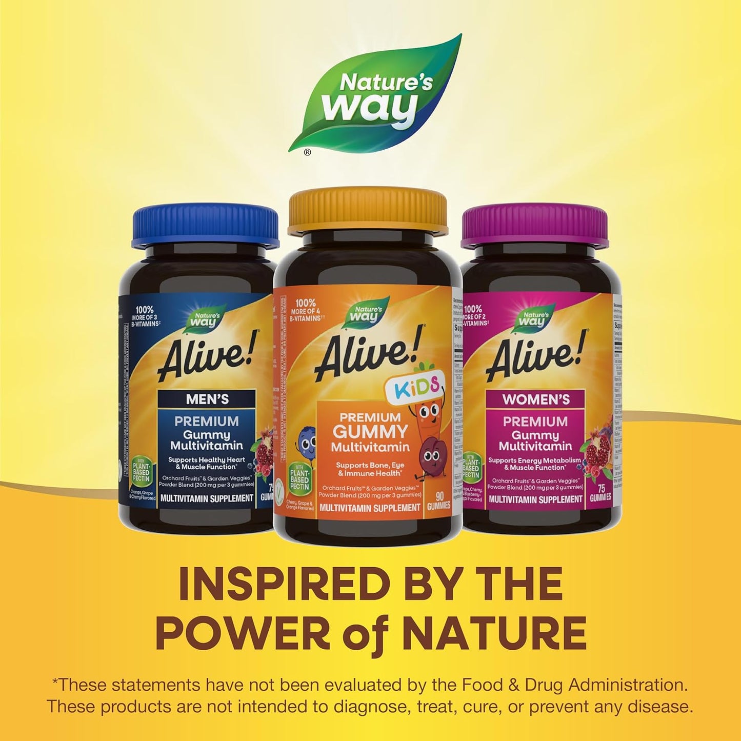 90 Count Nature's Way Alive! Children's Premium Gummy Multivitamin with Pectin - Gluten Free