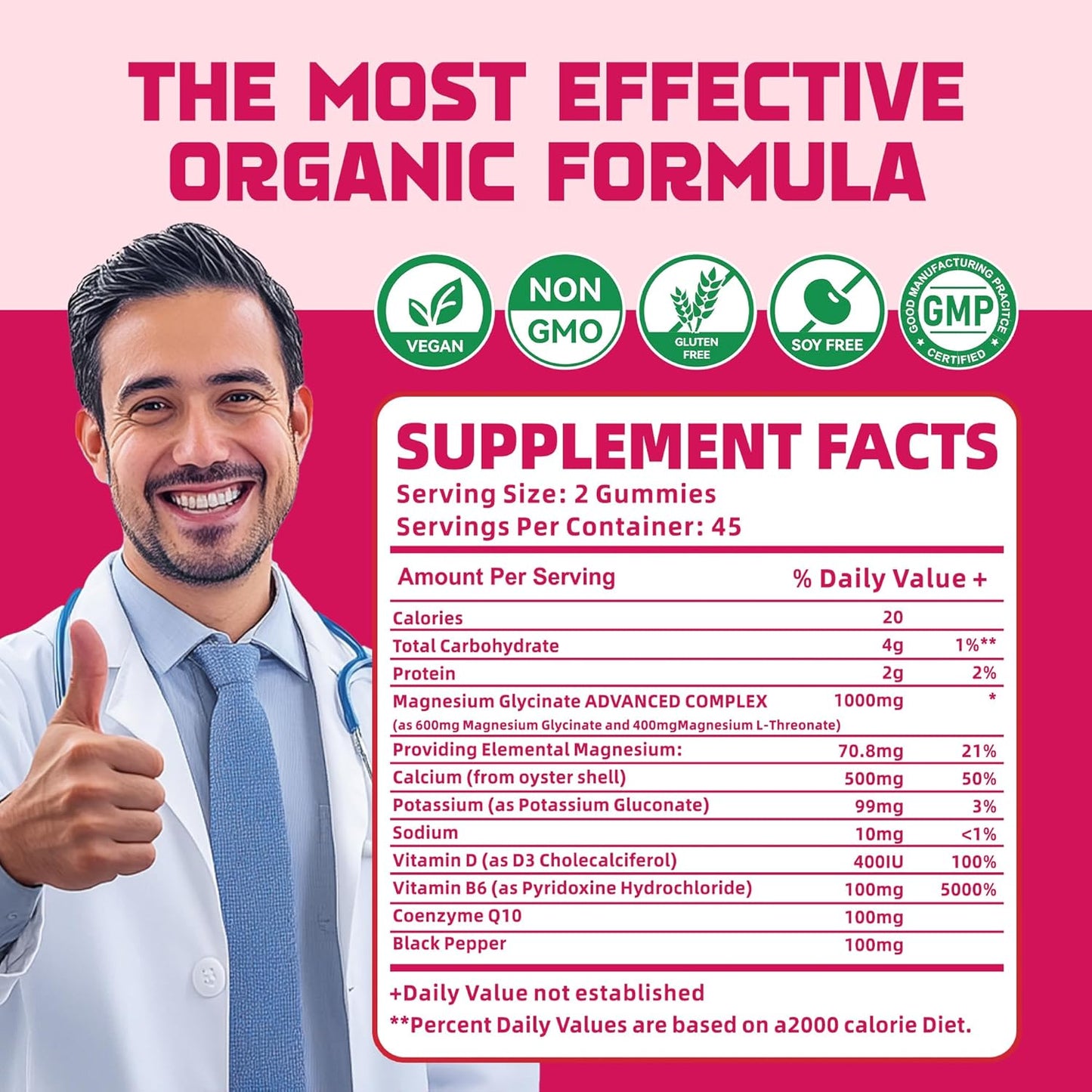 90 Count Novomins Sugar-Free Magnesium Glycinate Gummies 1000mg with Vitamin D, B6, CoQ10 - Potassium Supplement for Sleep & Calm Mood - Cherry Flavor - 90 Gummies