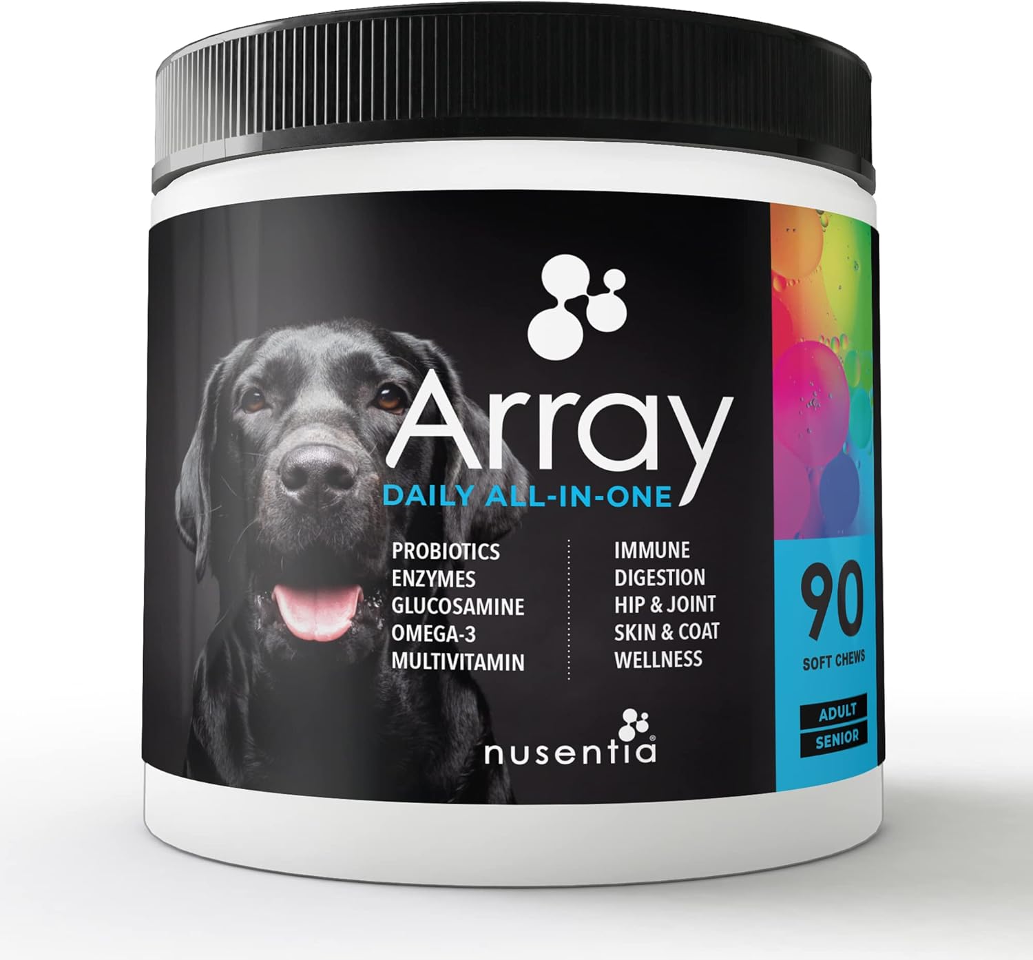 90 Count NUSENTIA Dog Vitamins: Array Soft Chews for Digestive Support, Probiotics & Enzymes