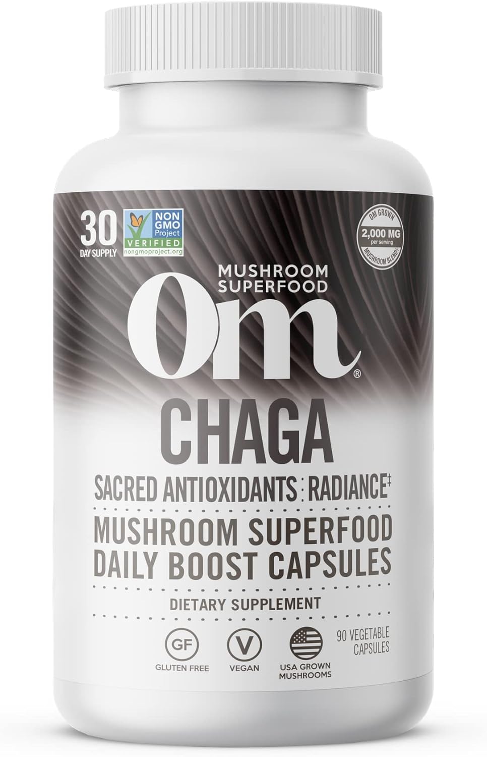 90-Count Om Mushroom Superfood Chaga Capsules: US-Grown Immune Support & Antioxidants
