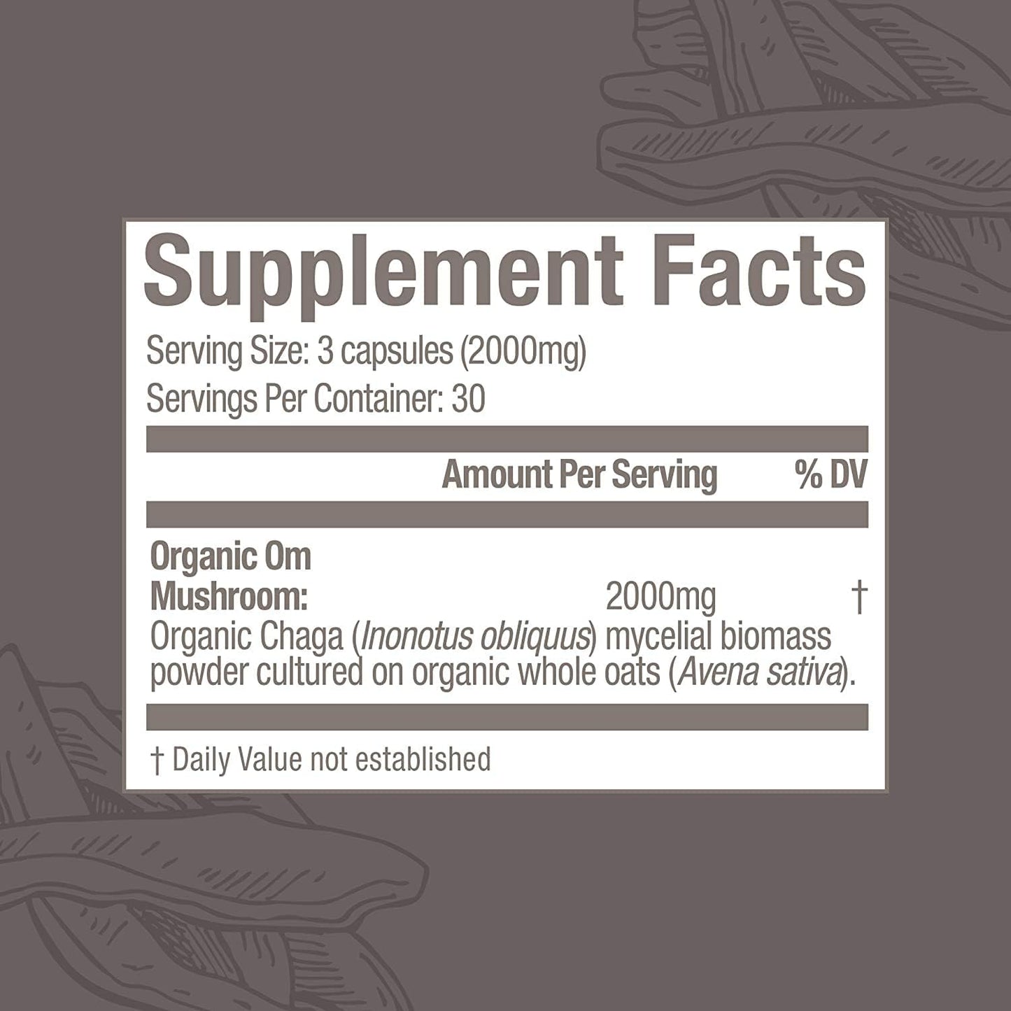 90-Count Om Mushroom Superfood Chaga Capsules: US-Grown Immune Support & Antioxidants