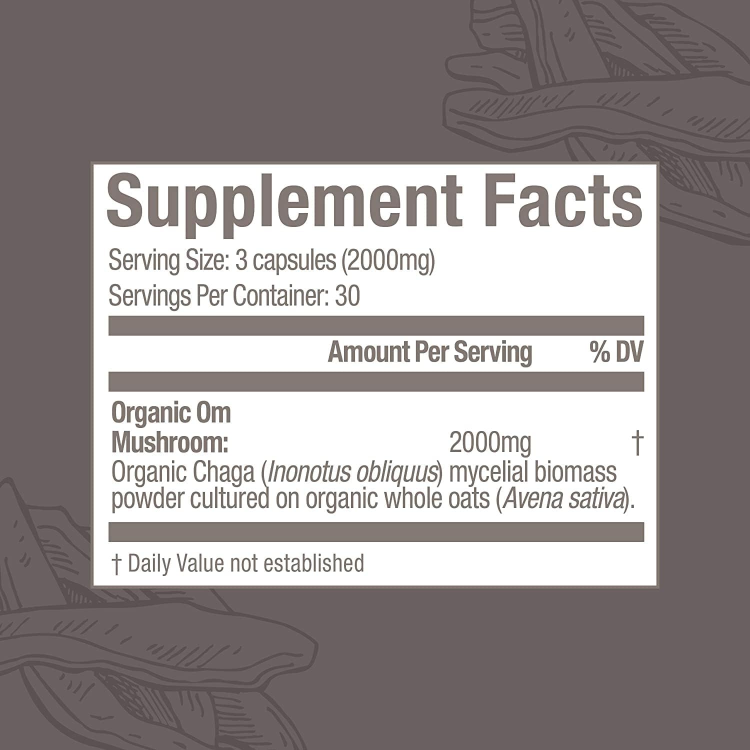 90-Count Om Mushroom Superfood Chaga Capsules: US-Grown Immune Support & Antioxidants
