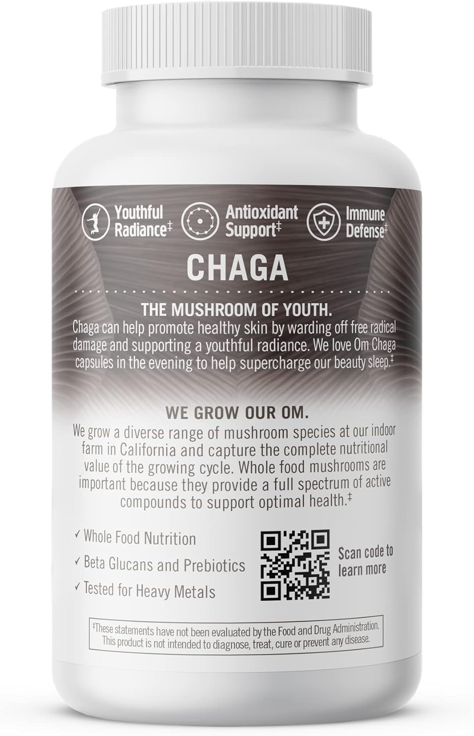 90-Count Om Mushroom Superfood Chaga Capsules: US-Grown Immune Support & Antioxidants