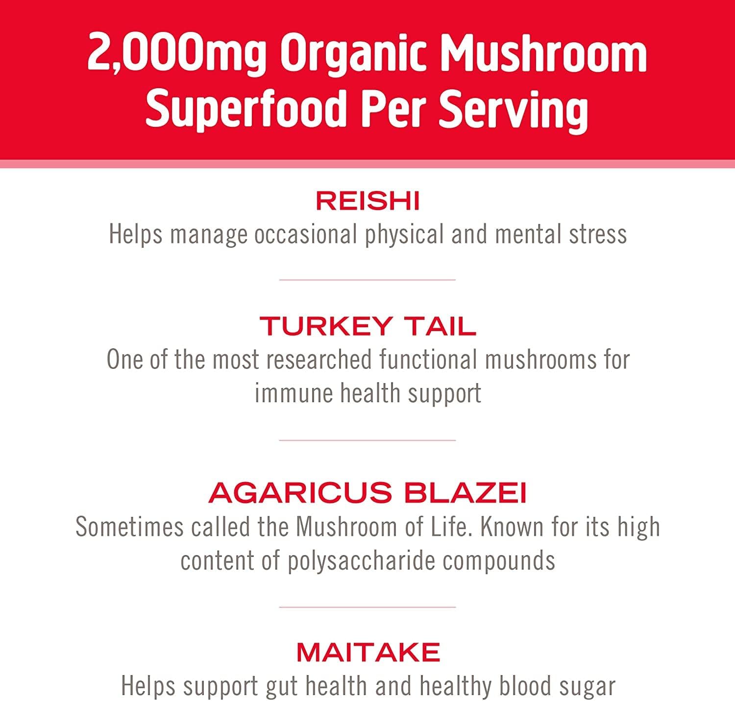 90-Count Om Mushroom Superfood Immune Defense Capsules with Reishi, Turkey Tail, Maitake, and Agaricus Blazei, Vegan Supplement with Vitamin C for 30 Days
