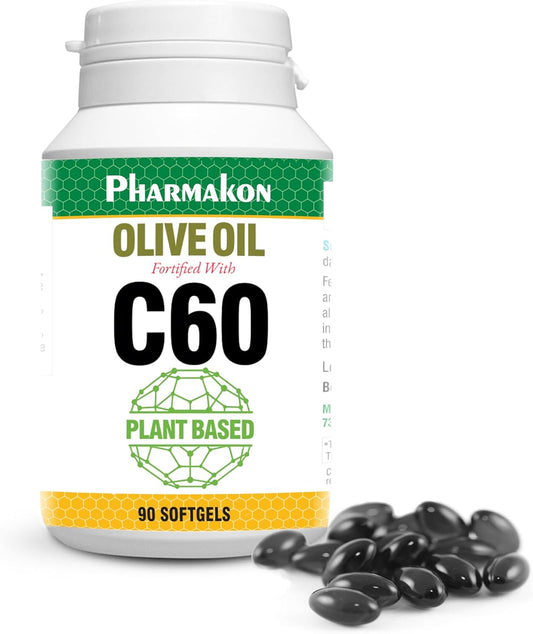 90 Count Plant-Based Olive Oil Capsules Enriched with PHARMAKON C60