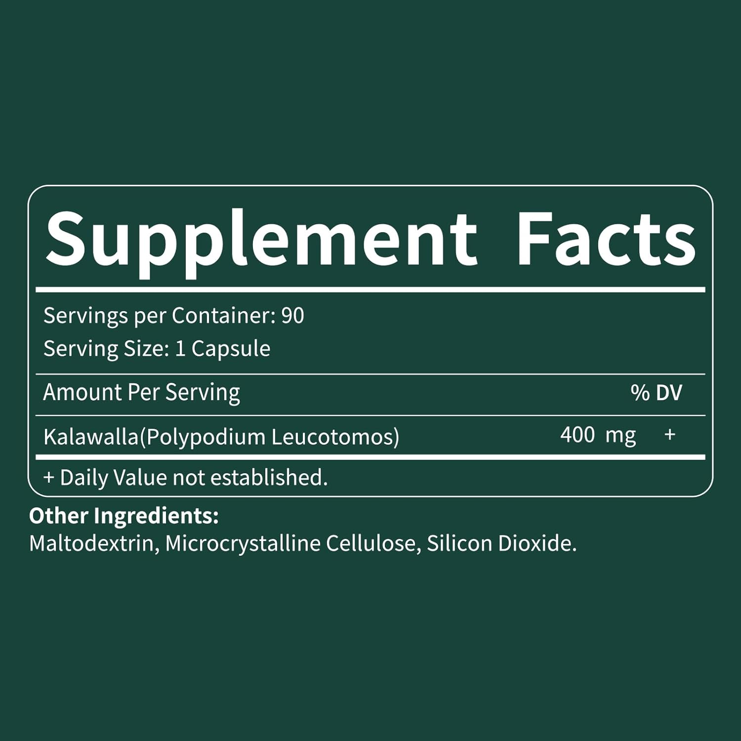 90 Count Polypodium Leucotomos Root Capsules for Immune System Support, Skin Health, Antioxidant Defense - 3 Month Supply