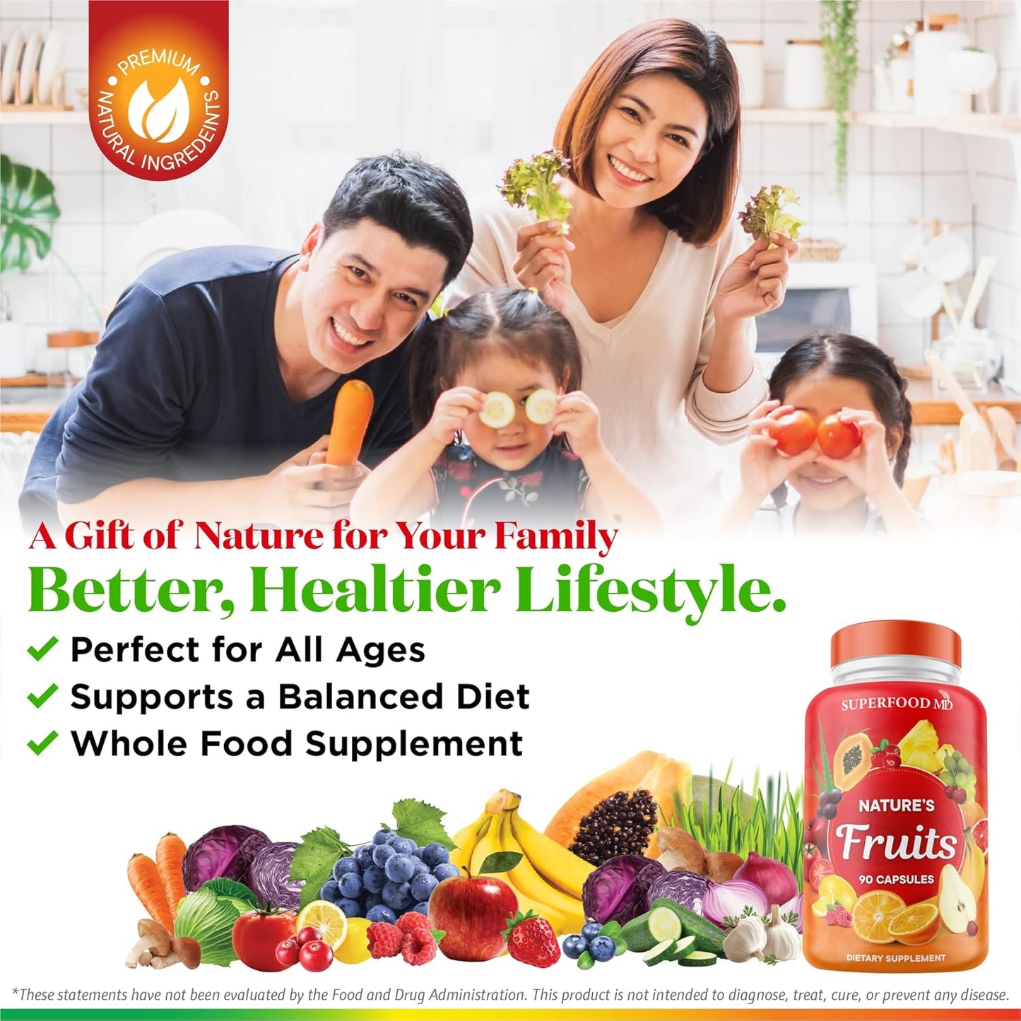 90 Count Superfood MD Fruits Capsules - Energy Boosting Supplement with High Lycopene, Vitamins, and Minerals - Made in the USA