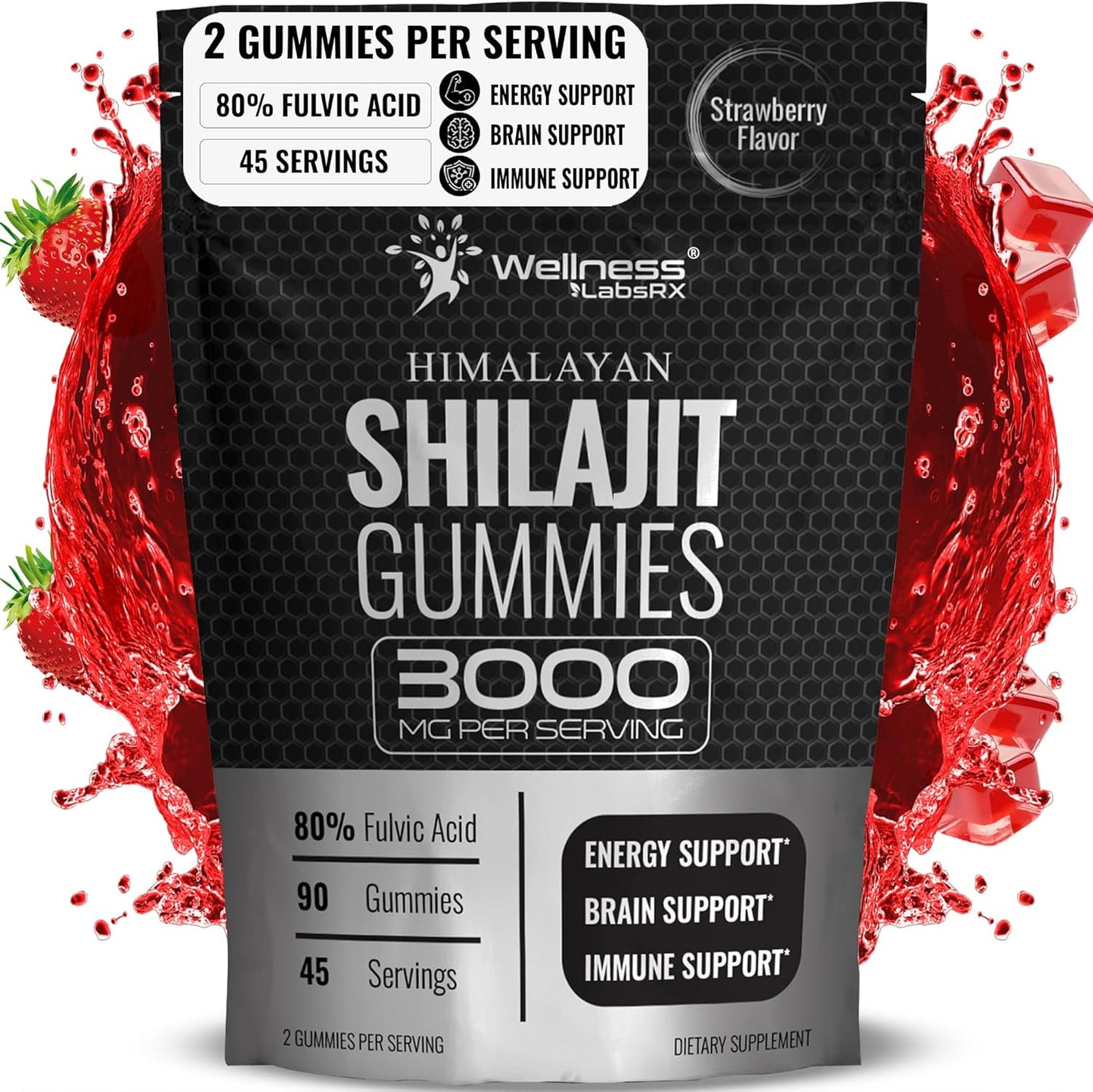 90 Count Wellness LabsRX Pure Himalayan Shilajit Gummies for Natural Wellness